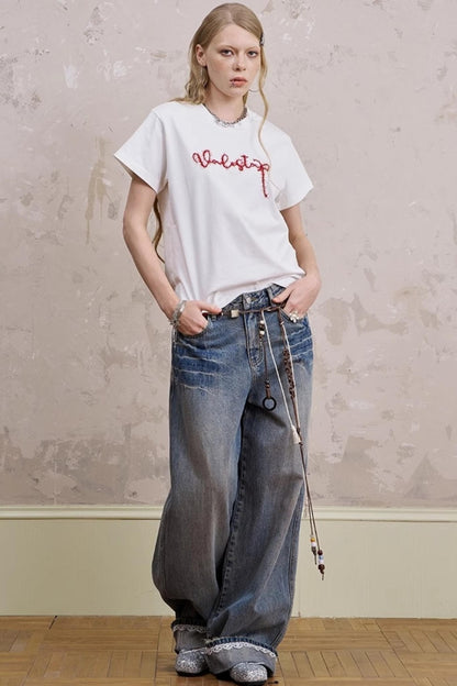 Silk Embroidered Tee