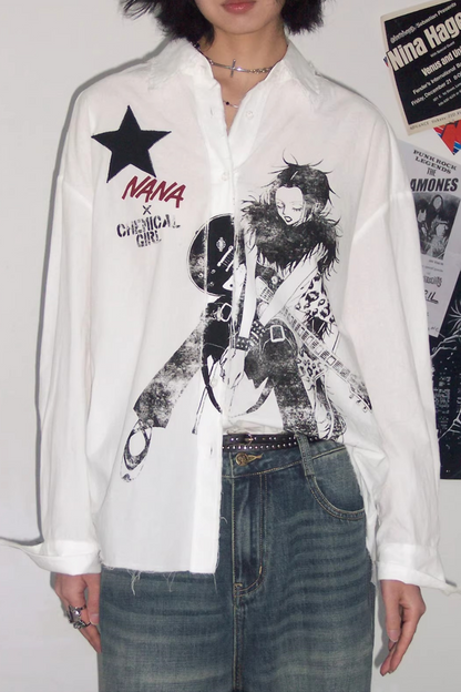 Retro Bluse mit ausgefranstem Saum