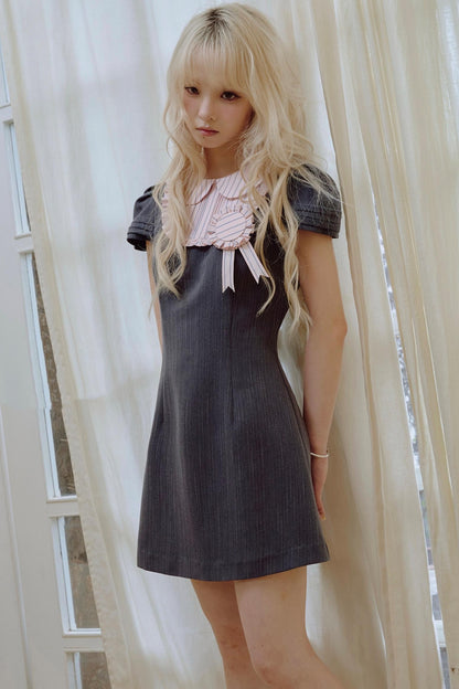 Pink Pleated Lace Suit Dress