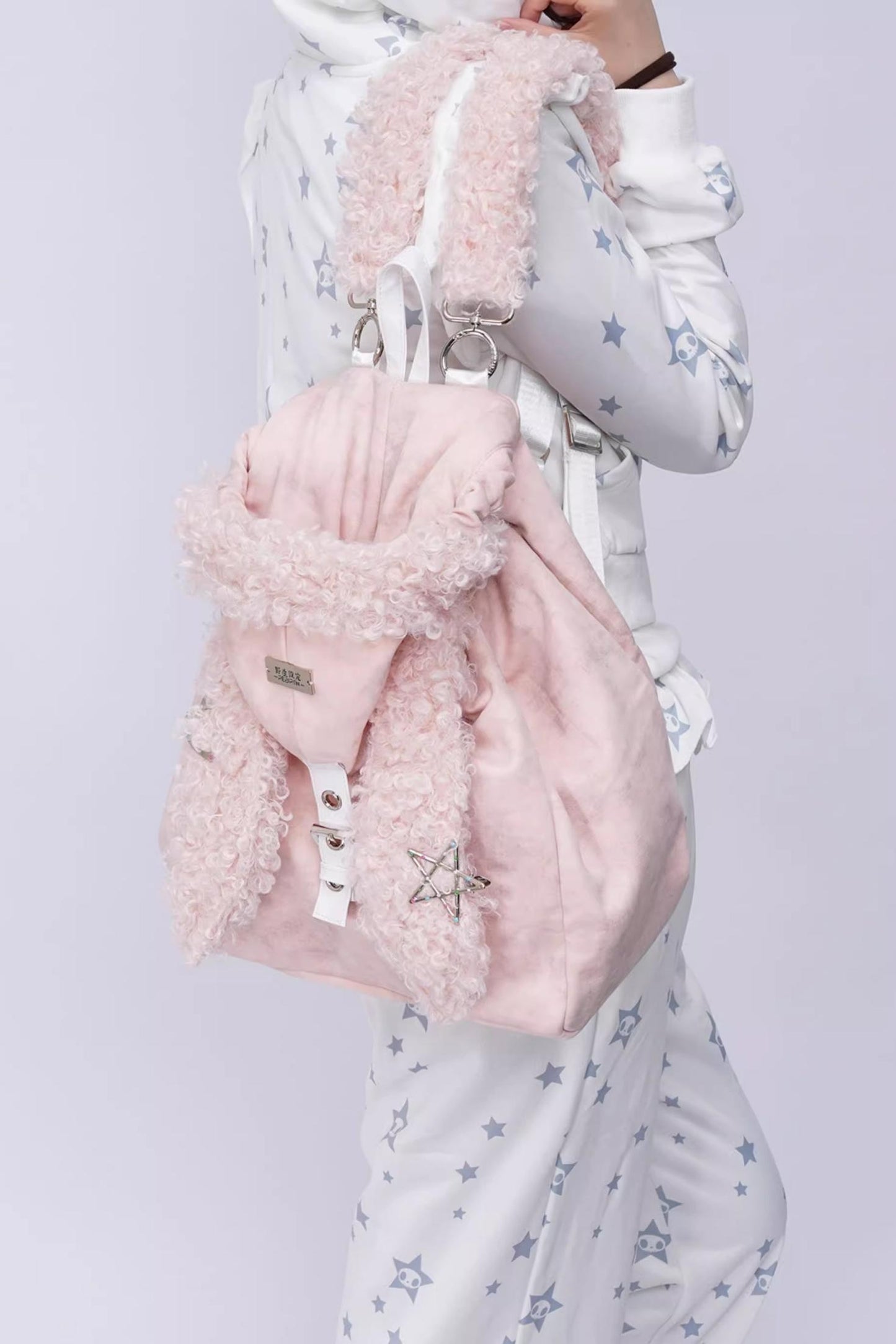 Cute Furry Rabbit Ear Backpack