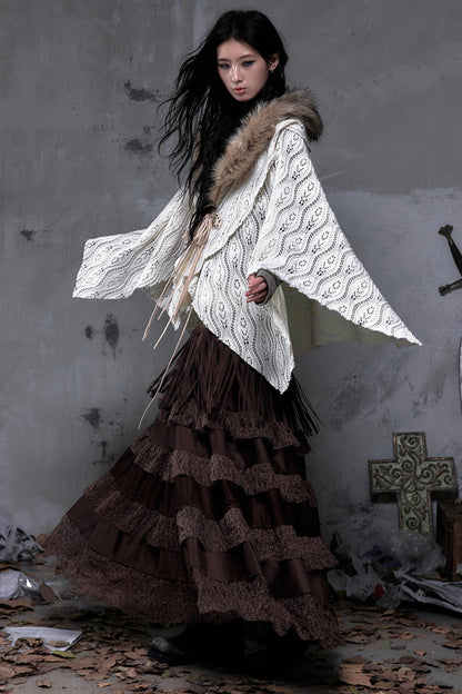 Lace Suede Tassel Skirt