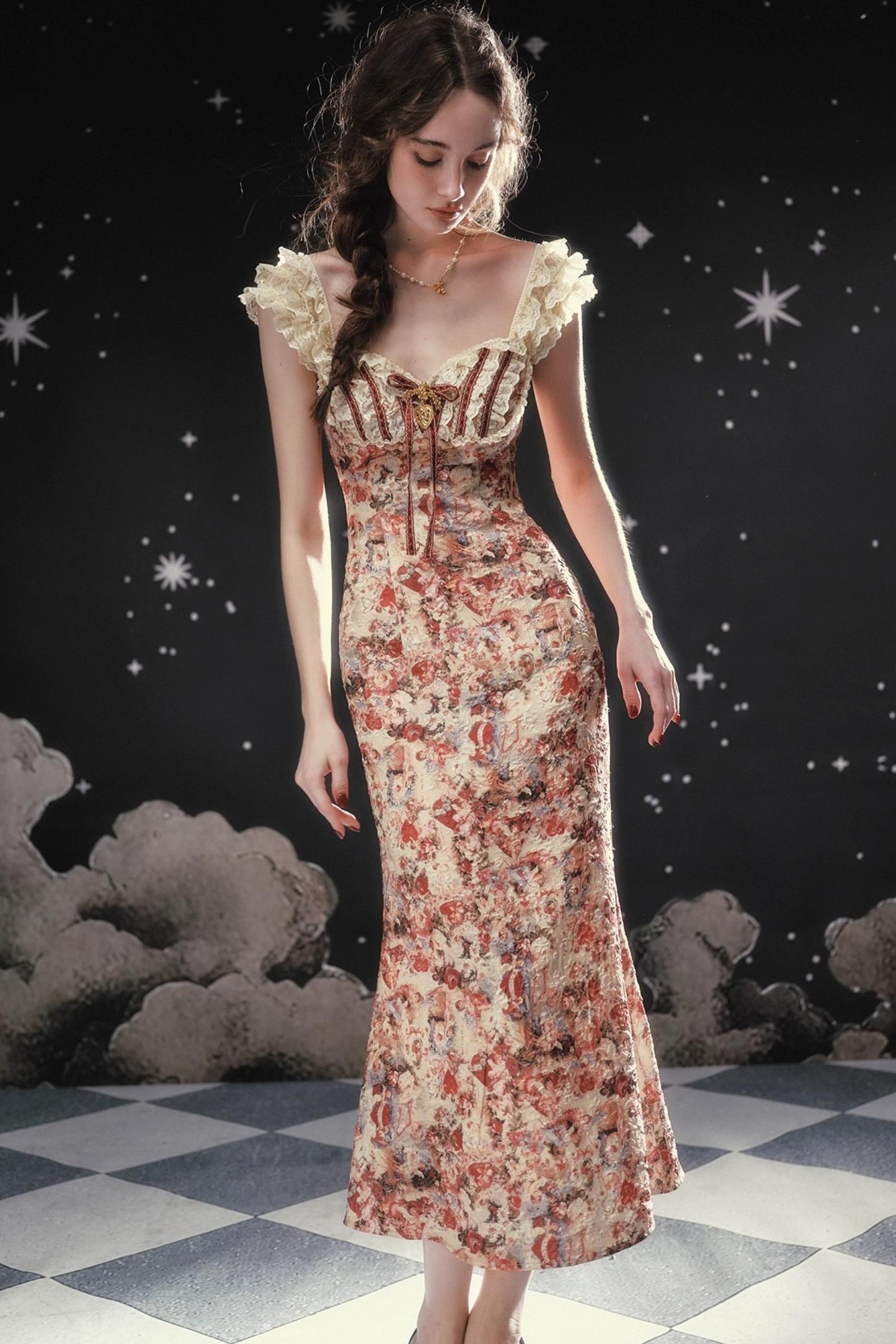 French Lace Floral Dress Set-Up