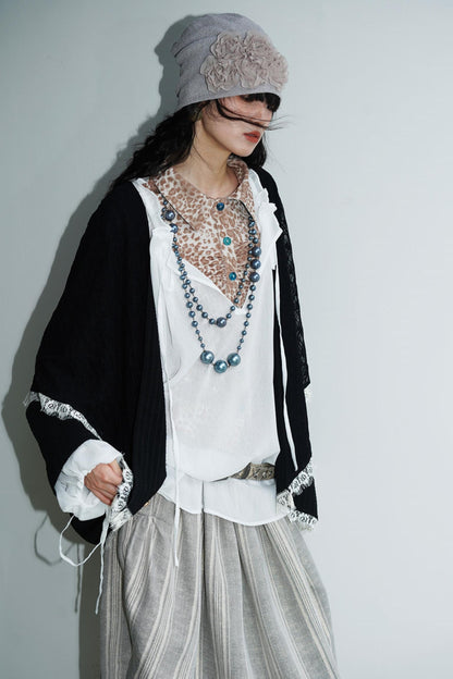 Vintage Paneled Lace Cropped Cardigan Coat