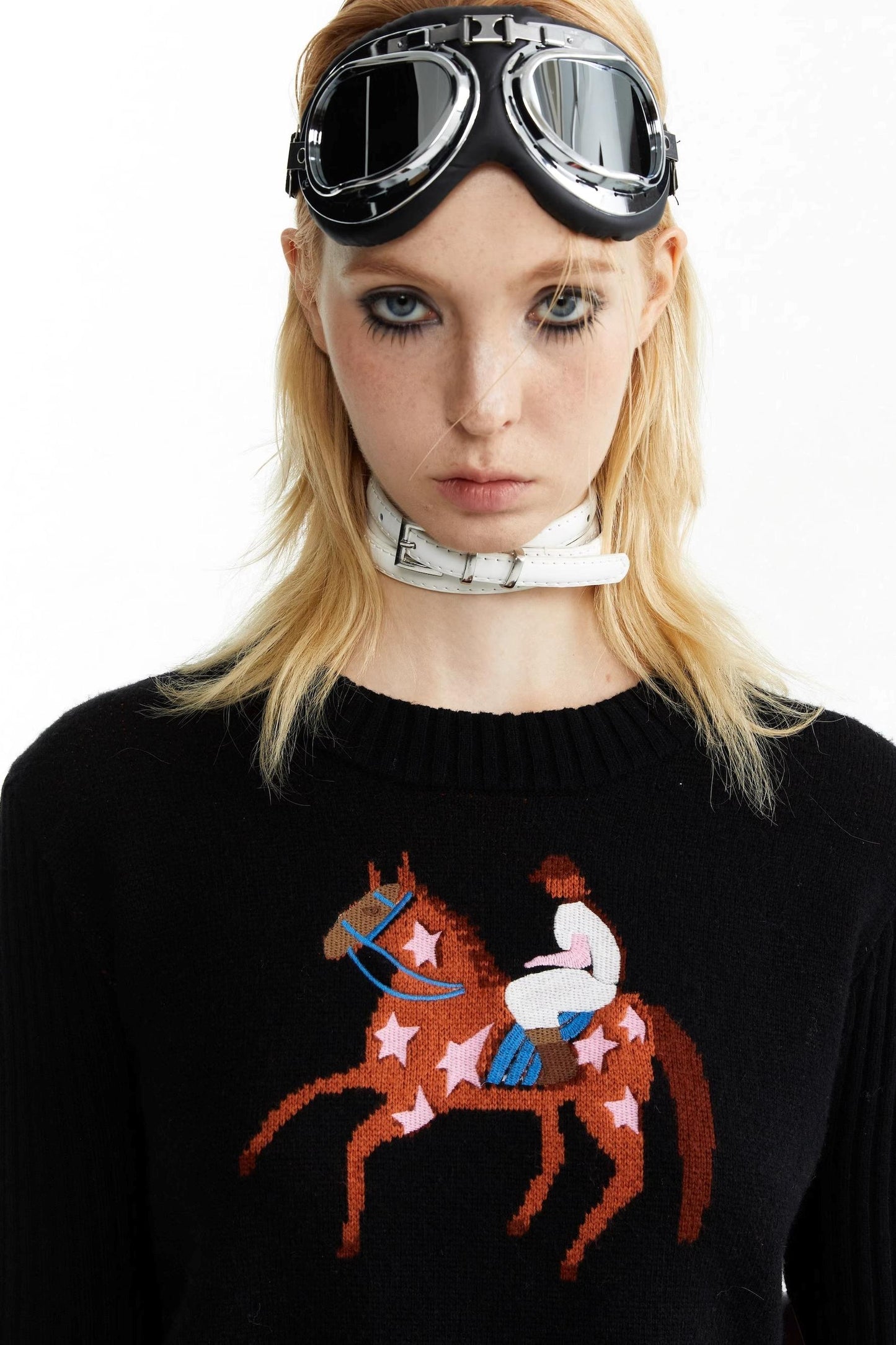 Equestrian Race Pattern Knitted Sweater