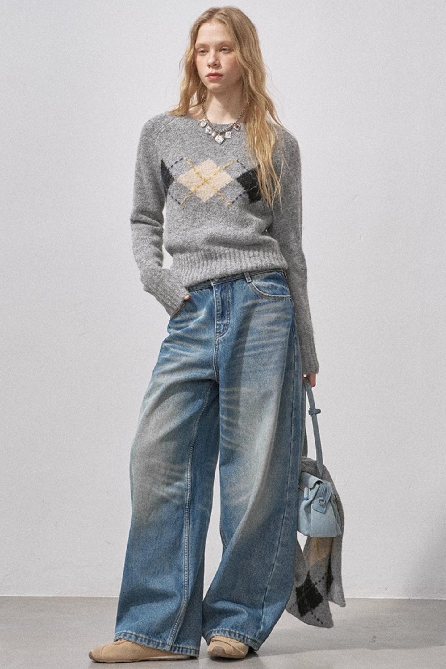 Retro Fleece-Lined Denim Pants