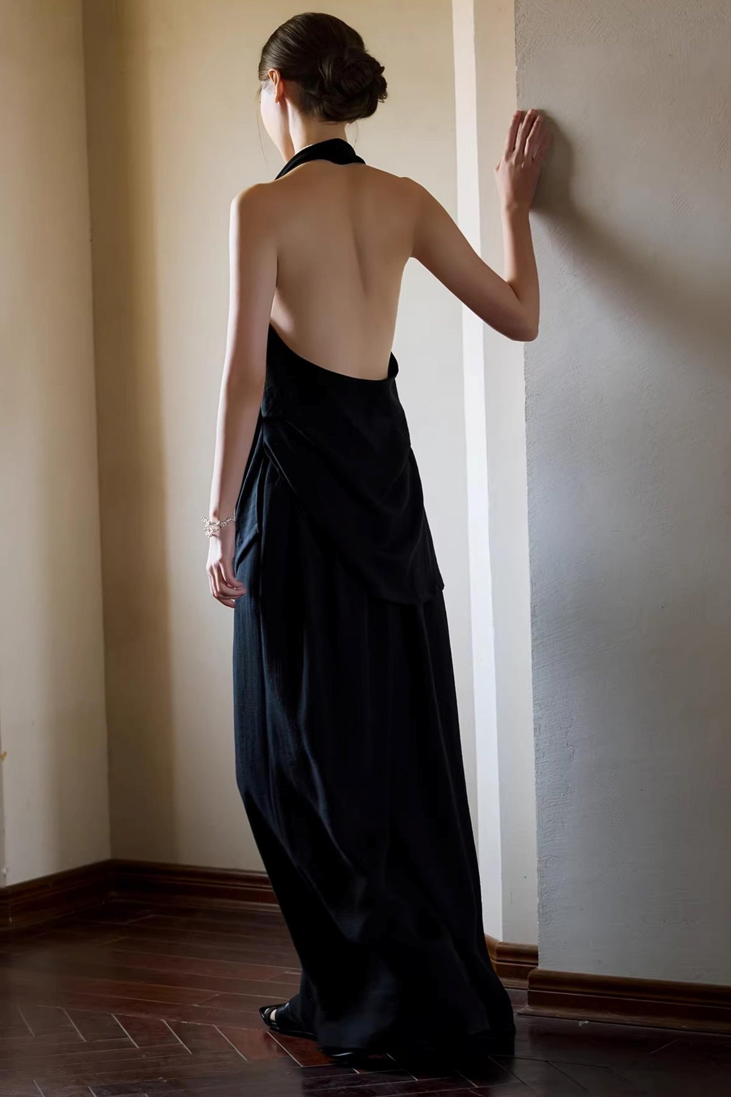 Black Beaded Halter Vest