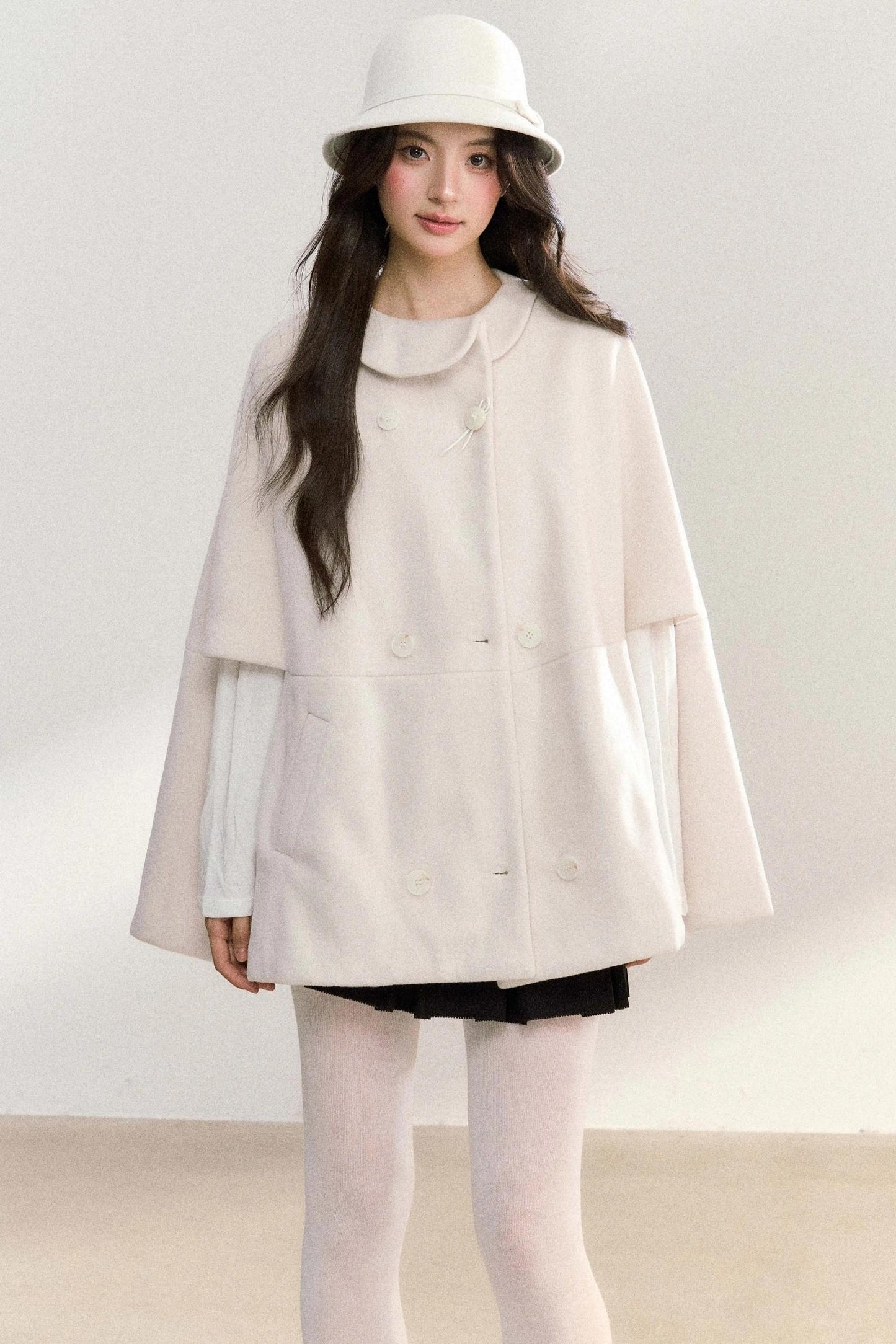Doll Collar Woolen Cape Coat