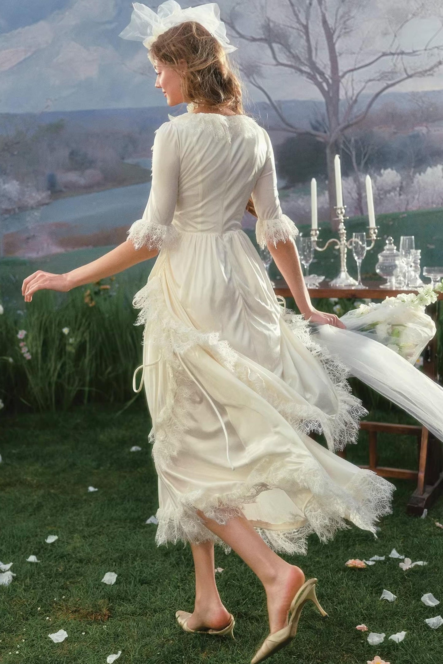 French Palace Satin Wedding Dress