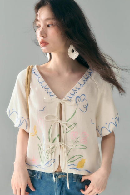 Linen Tie-Top and Pants Set-Up