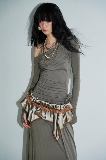 Shimmering Satin Short Skirt Curtain