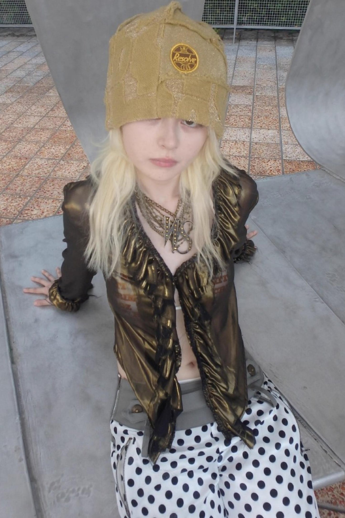 Metallic Bronze Mesh Cardigan