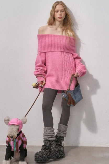 One-Shoulder Cable-Knit Sweater