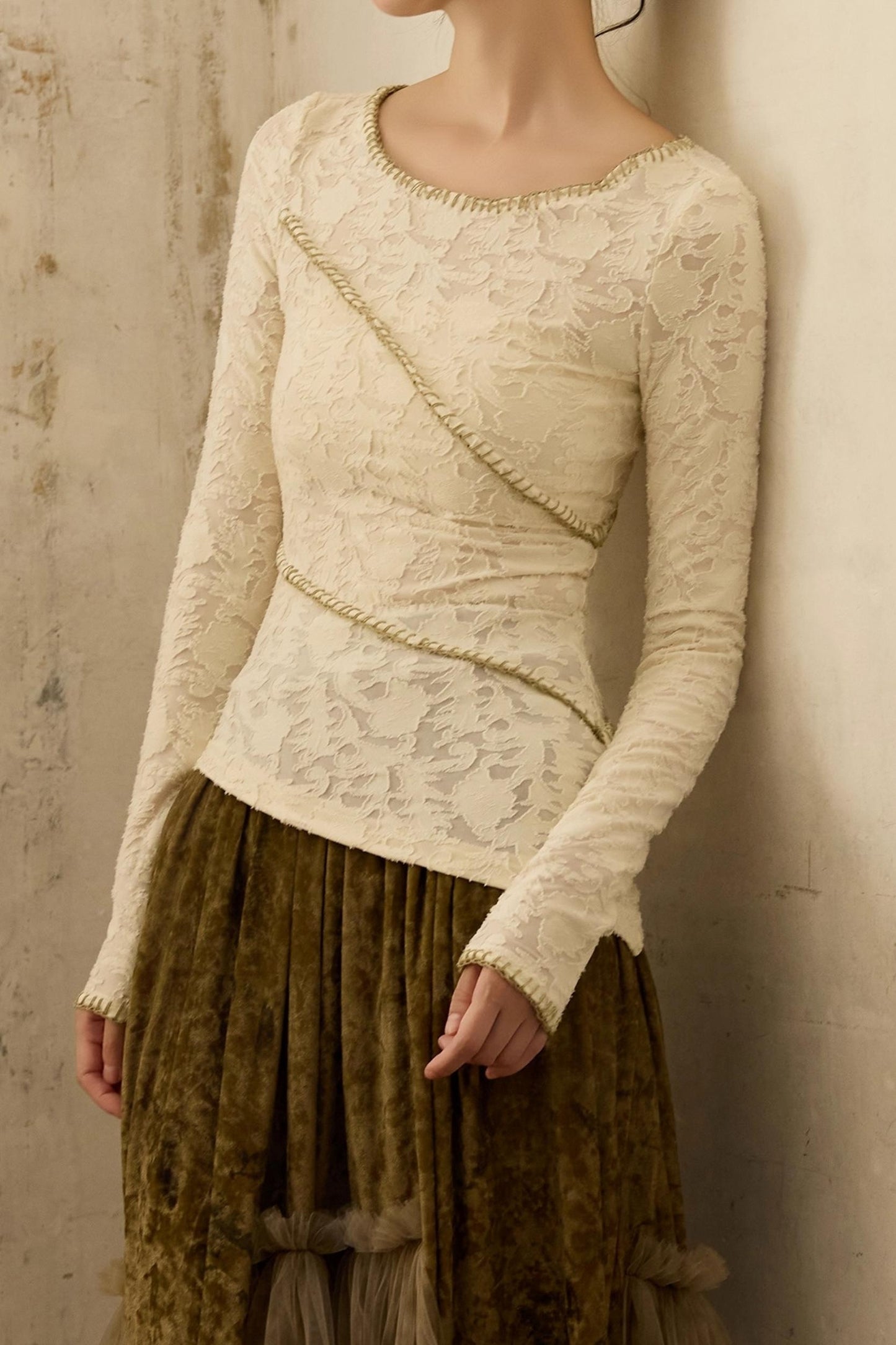 Slim Jacquard Knit Base Layer Top