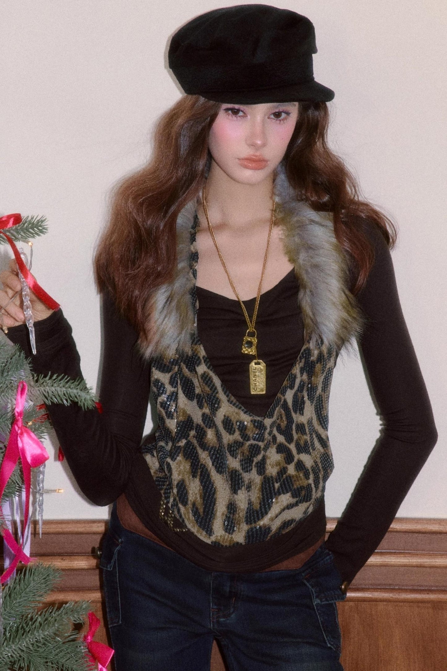 Detachable Fur Collar T-Shirt