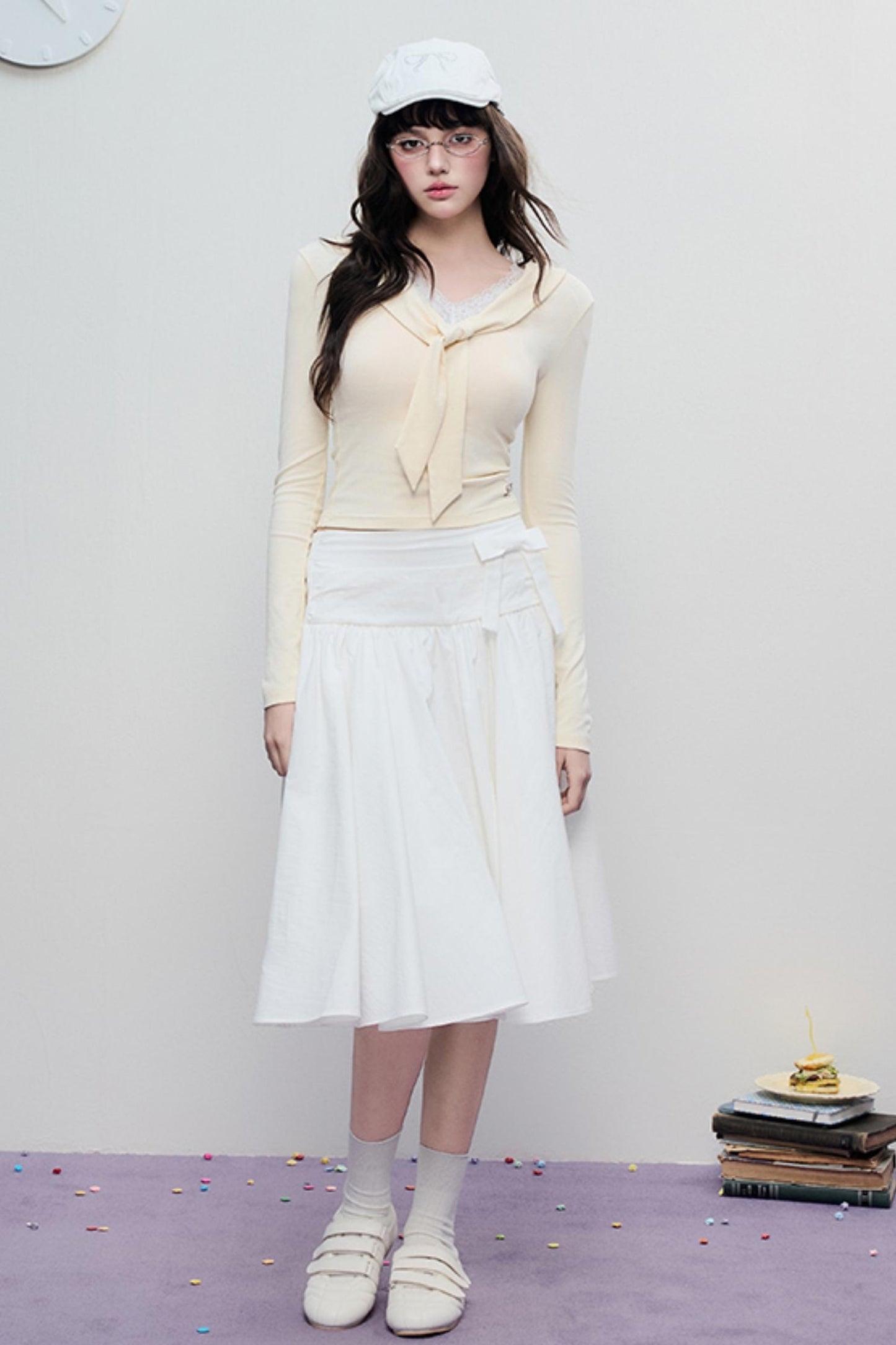 Spring Pleated Line Umbrella Skirt