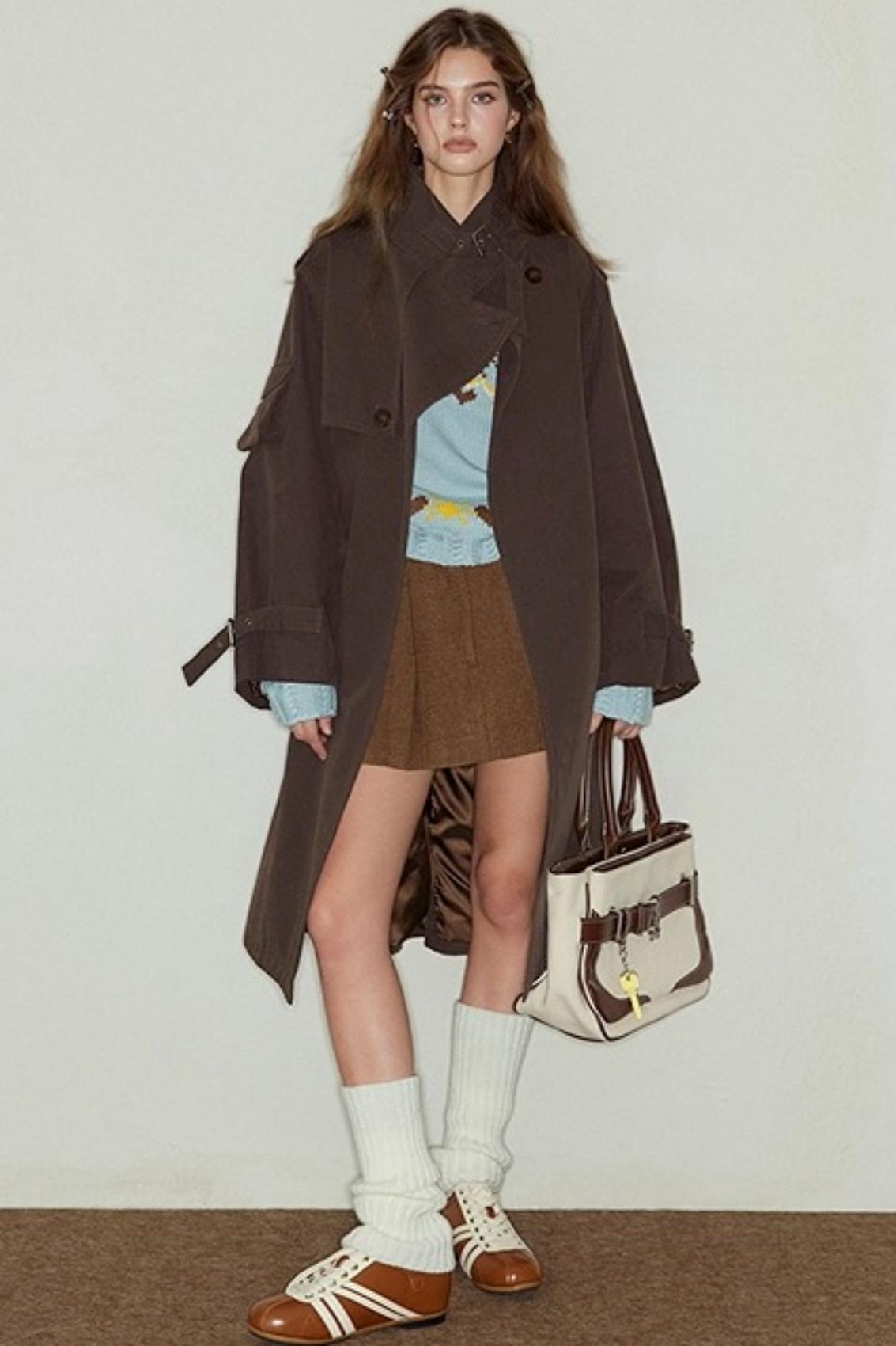 Wide Waist Wool A-Line Skirt