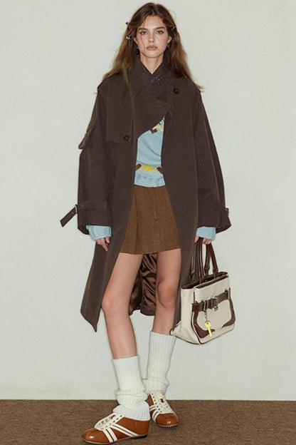 Wide Waist Wool A-Line Skirt