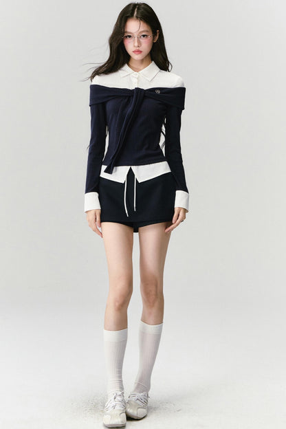 Knit Long Sleeve Slimming Top Set-Up