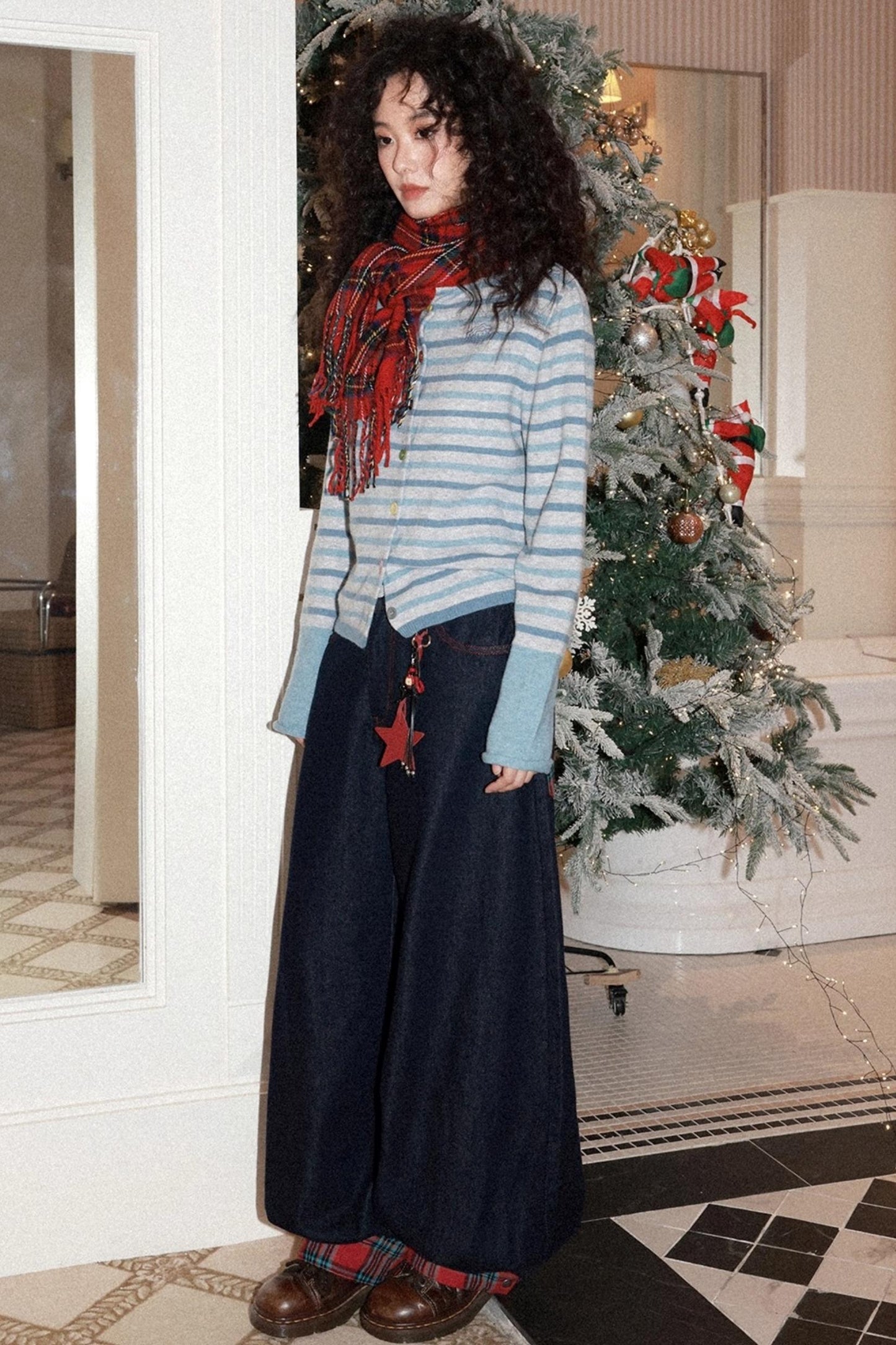 Patchwork Retro Denim Pants Set-Up