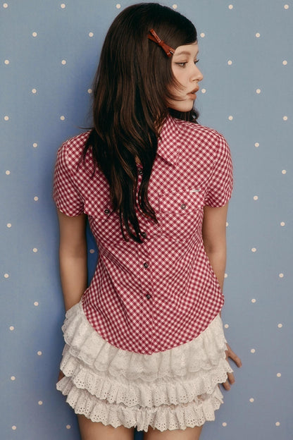 Retro Sweet Striped Short Sleeve Shirt