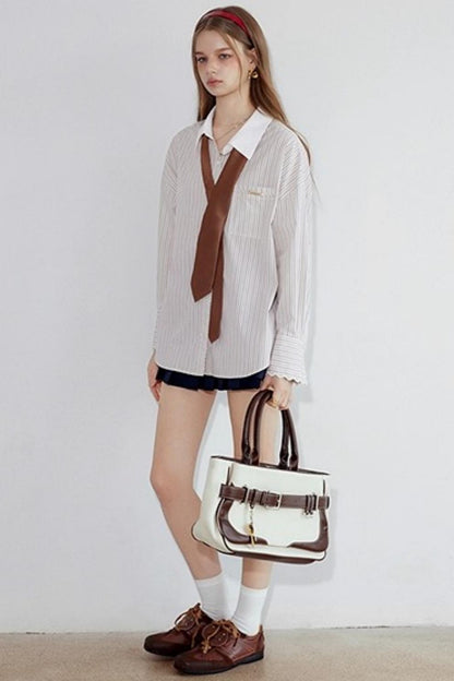Long Sleeve Loose Striped Shirt