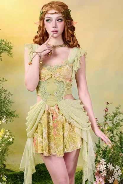 Lace Green Spring Dress Set-Up
