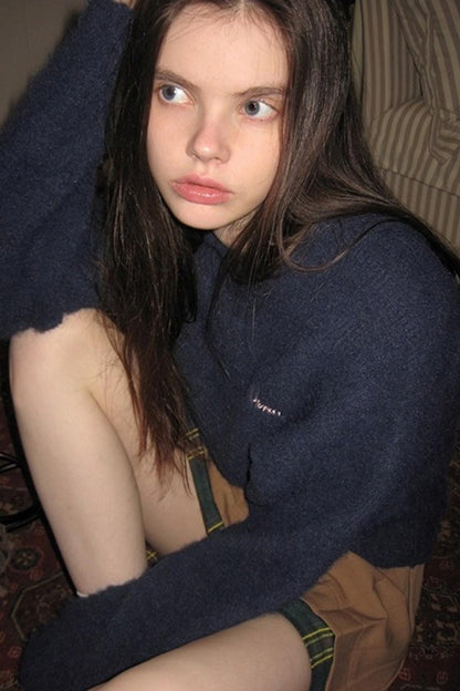 Navy Wool Hooded Sweater