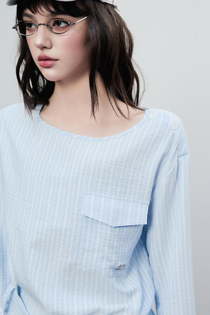 Airy Stripe Two Piece Skirt Set-Up