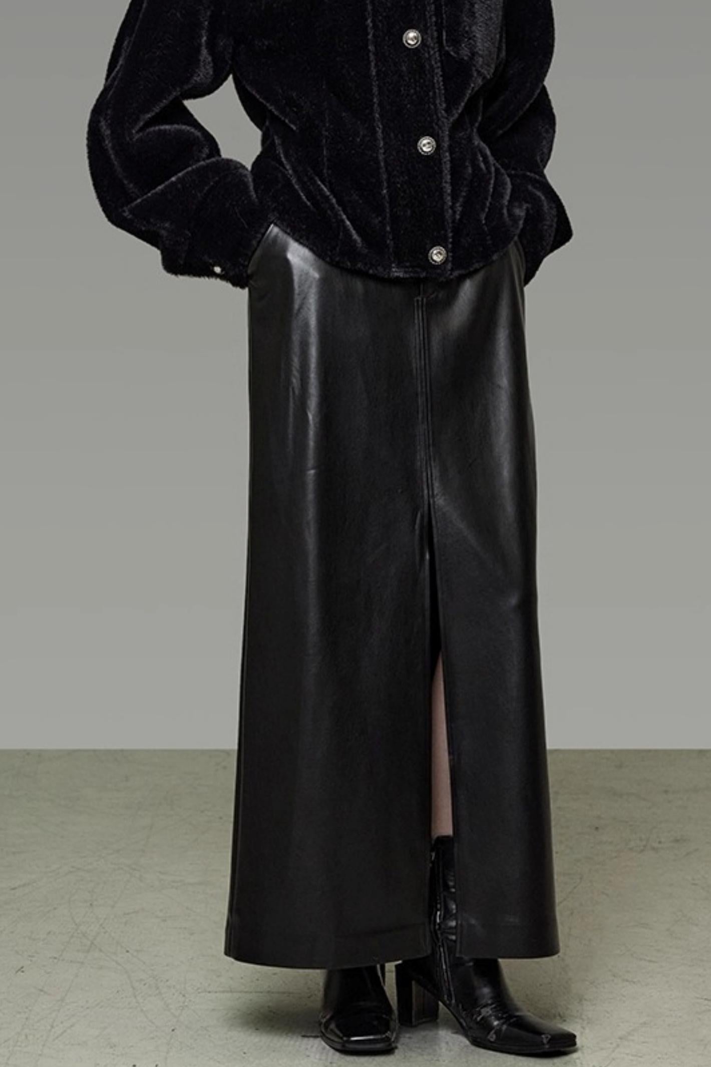 Retro Slimming Leather Skirt