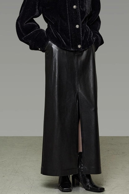 Retro Slimming Leather Skirt