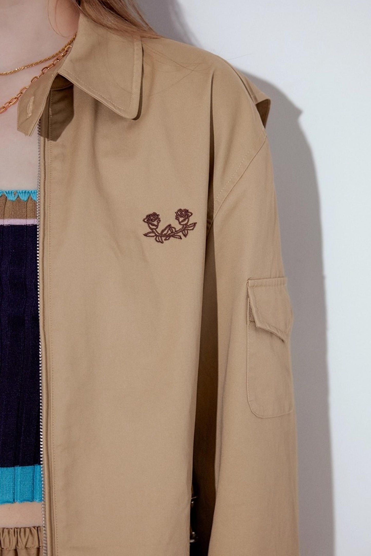 Rose Embroidery Loose Jacket