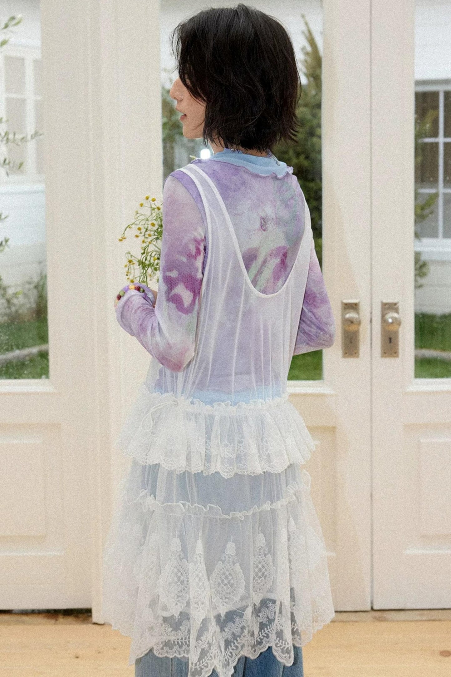 Veil Embroidery Lace Cover Up Dress