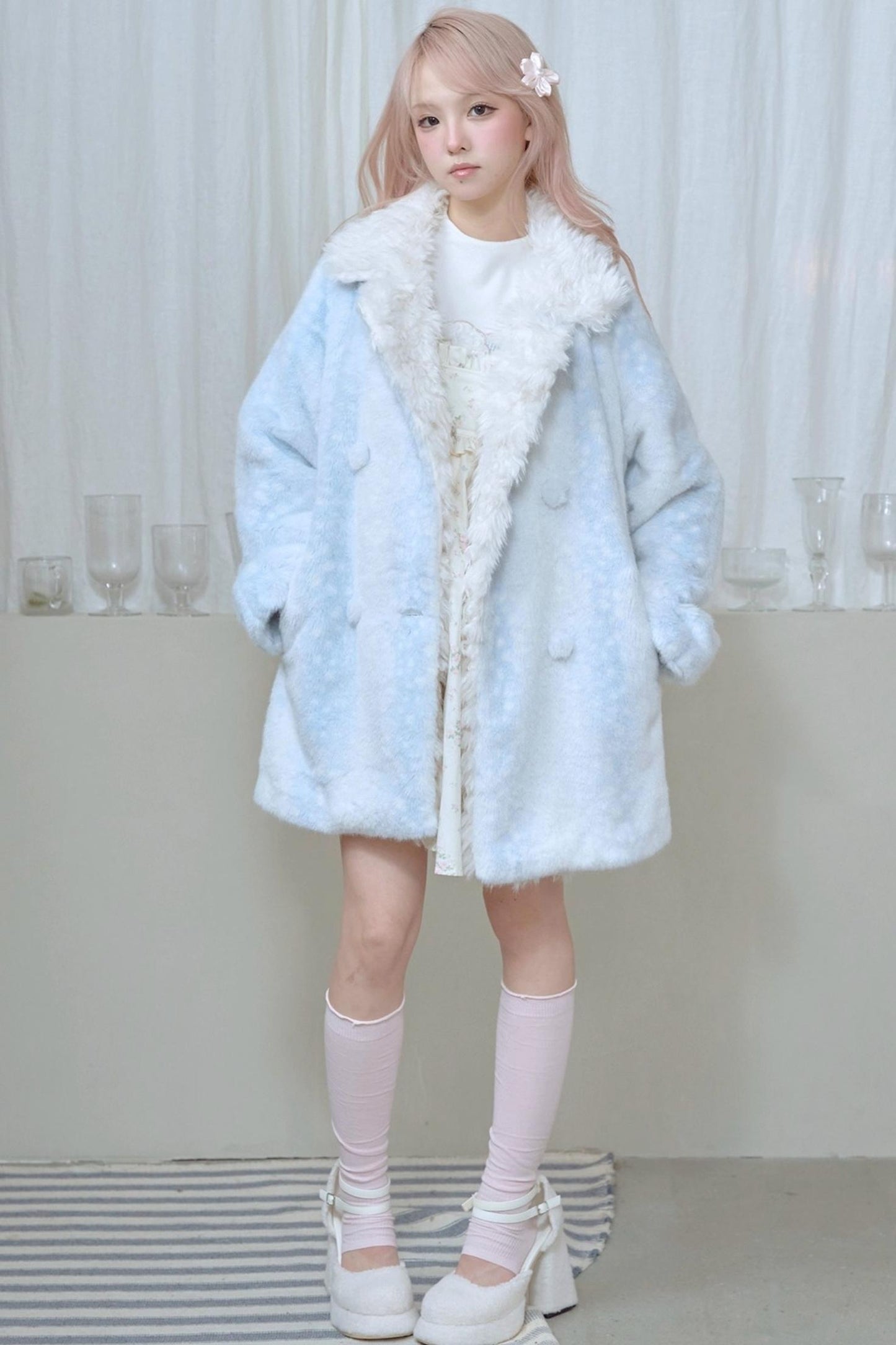 Fawn Print Rabbit Fur Coat