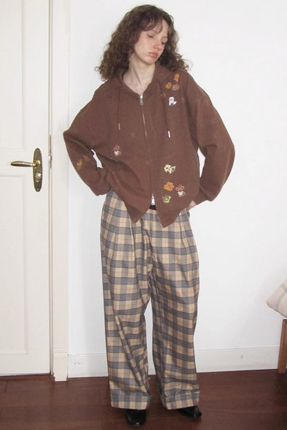 Ceramic Worn Craft Hooded Sweatshirt Coat