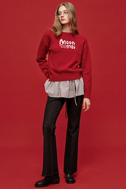 Embroidered Wool Denim Pants