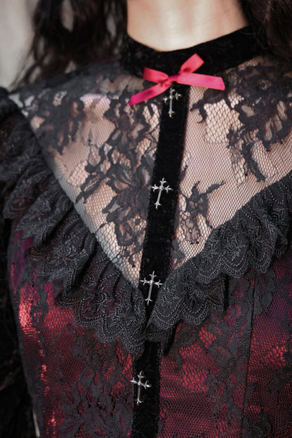 Rose Cemetery Gothic Velvet Lace Dress