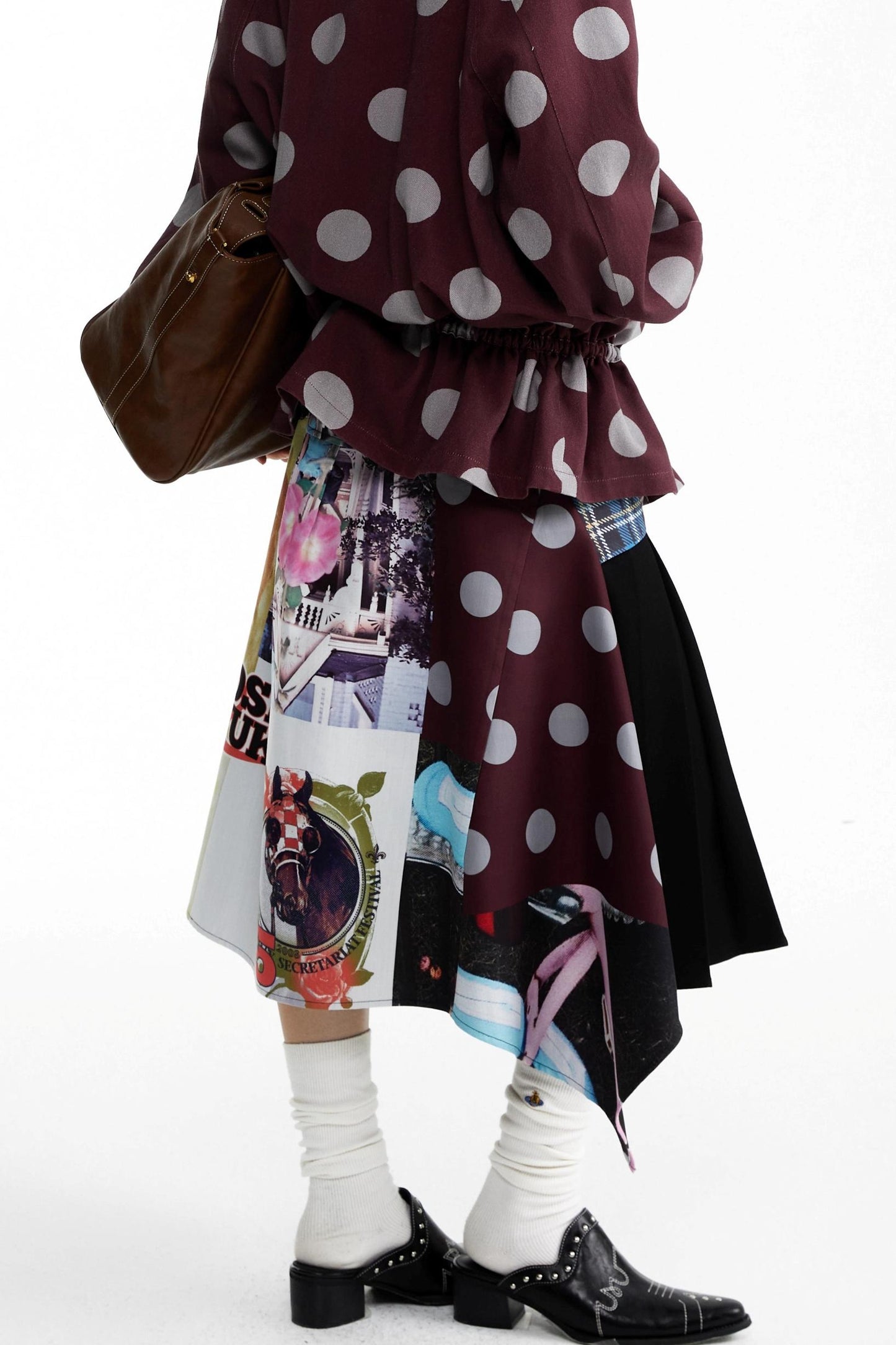 Street Print Deconstructed Stitched Skirt