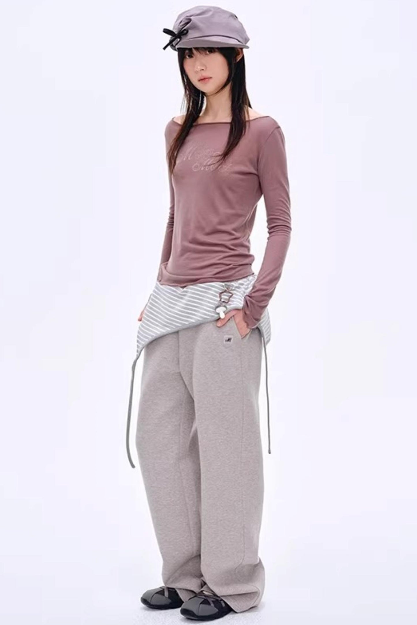 Color-Blocked Striped Cotton Pants