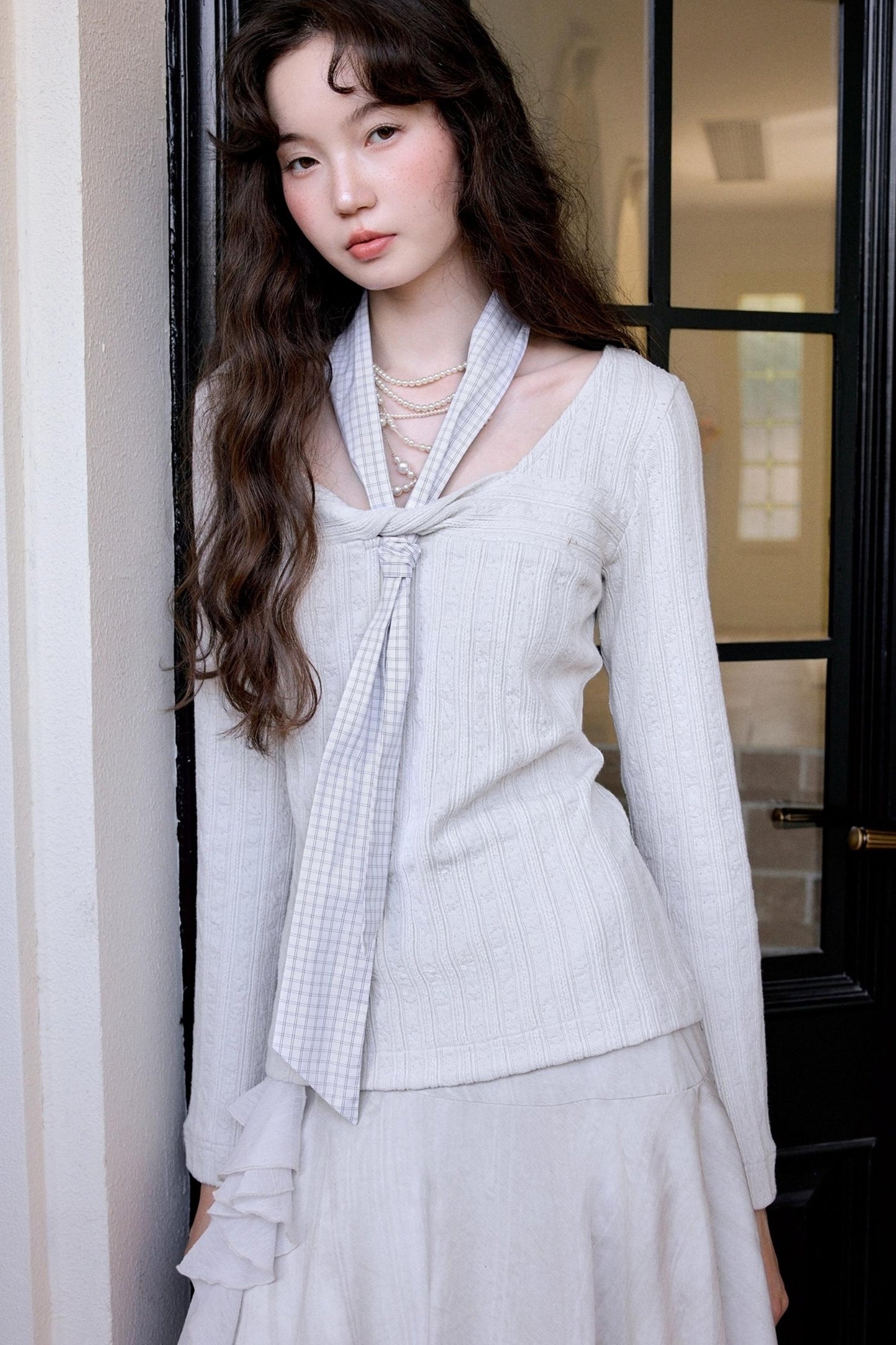 Minimalist Crew Neck Crochet Knit Top