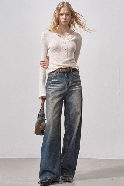 Henry Collar Sequin Knit Sweater