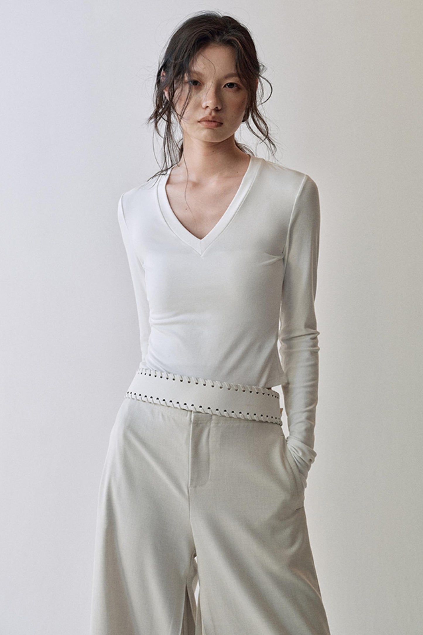 Elegant V Neck Flower T-Shirt