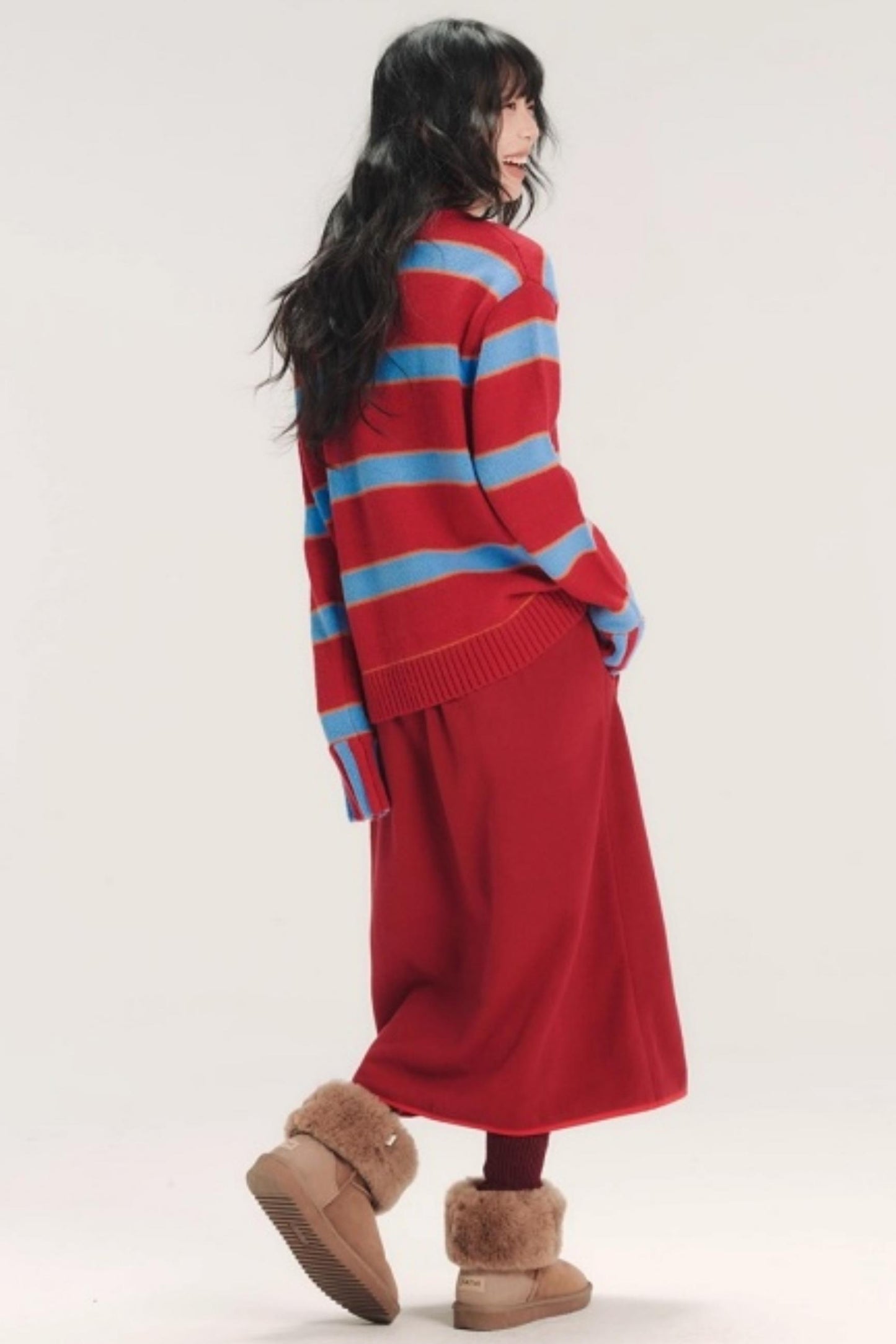 Embroidered Color-Block Skirt