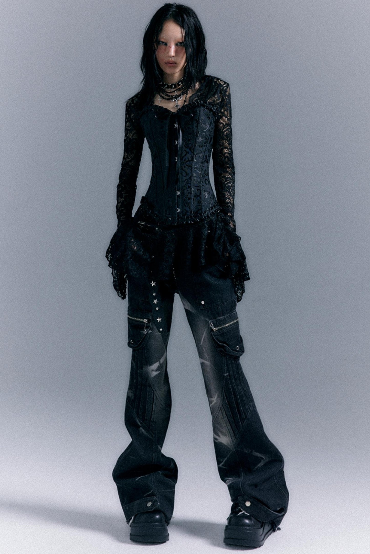 Lace Herringbone Corset Top Set-Up