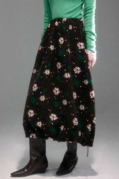 Floral Faux Lamb Wool Vest Jacket Set-Up