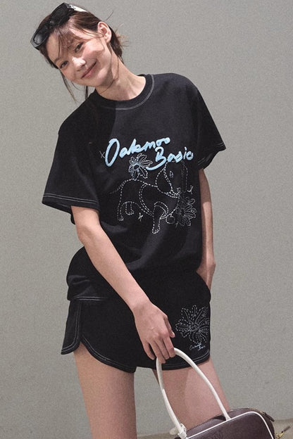 Puppy Cotton Tee & Shorts Set-Up