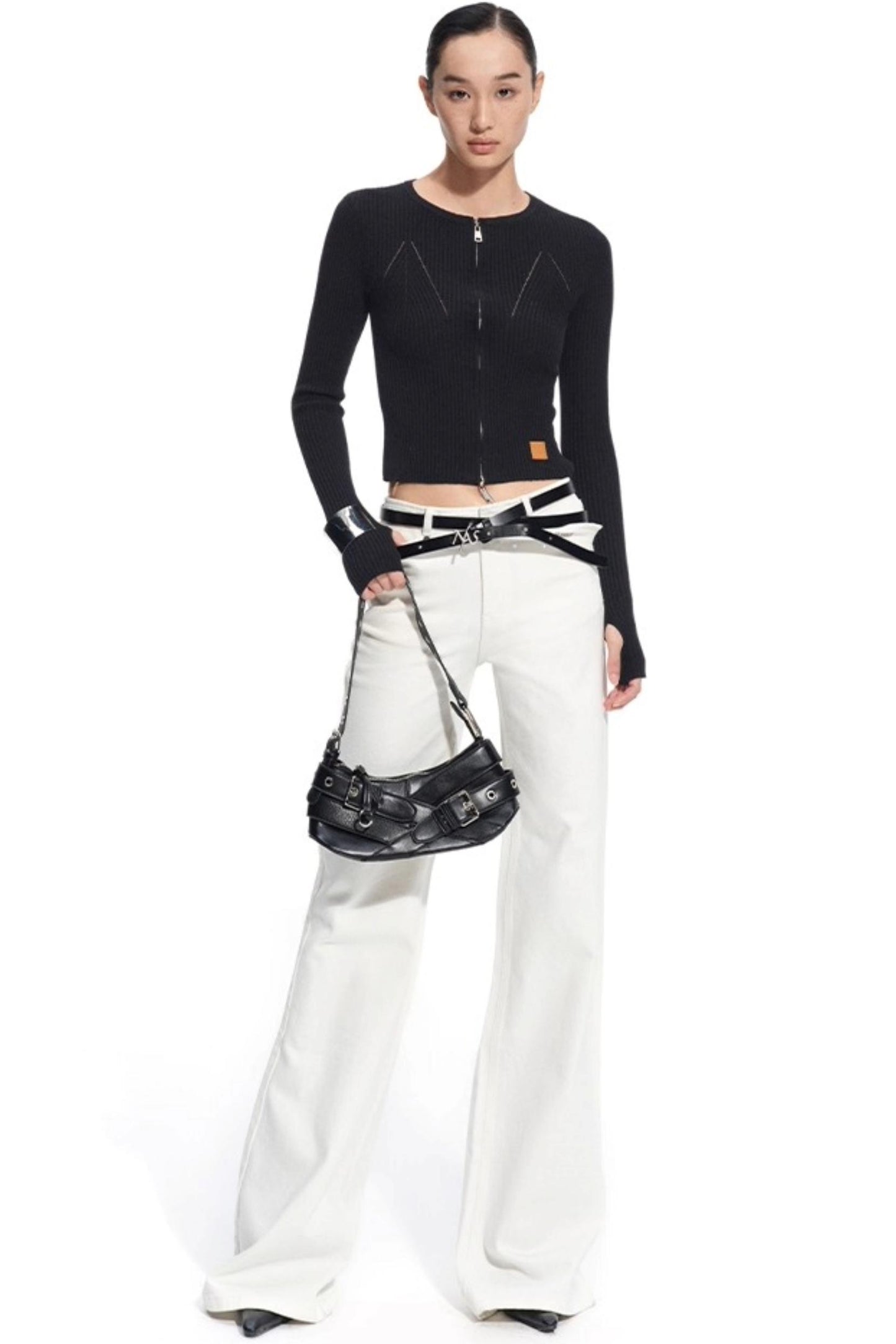 Wool Cropped Crew Neck Cardigan