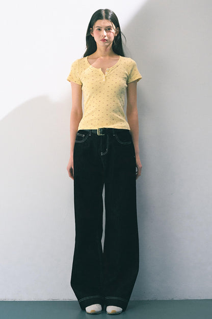 Original Cow Color Wide Leg Jeans