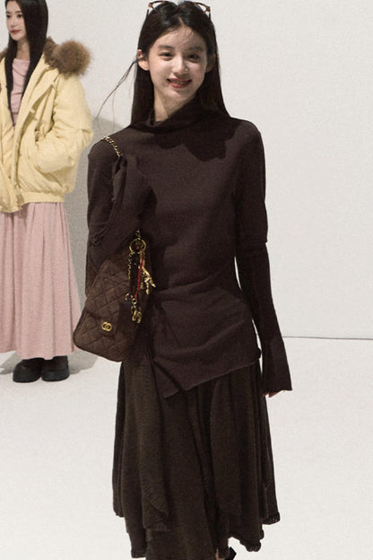 Wool Jacquard Ruffle Skirt