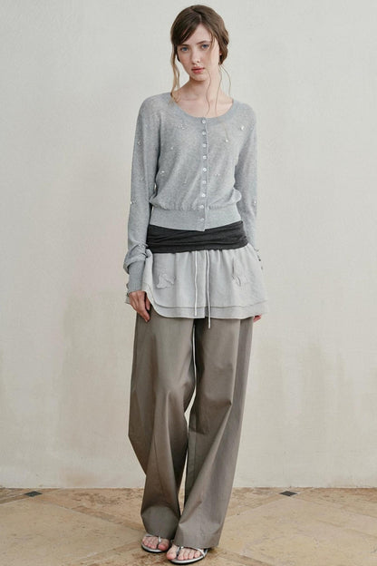Knitted Elastic Cuffed Pants