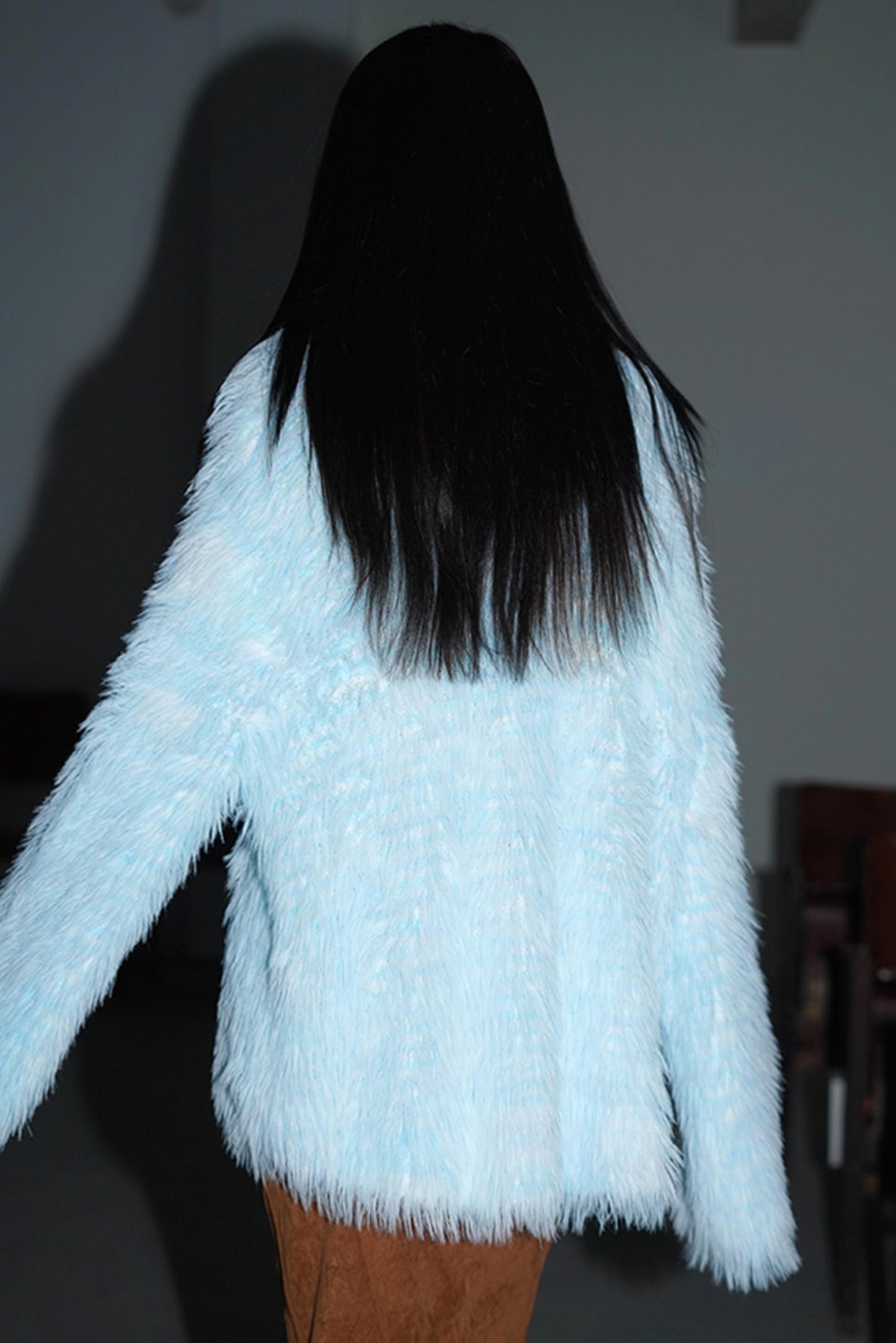 Knitted High-Neck Plush Sweater